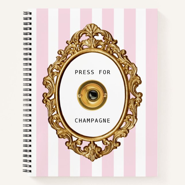 Presse für Champagner | Rosa Streifen Notizbuch (Vorderseite)