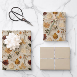 Pressed Blätter & Script Wrapping Paper Set