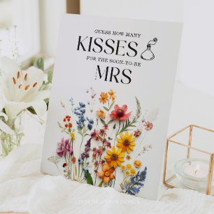 Pressed Blume Wildblume Wie viele Küsse unterschre Sockelschild