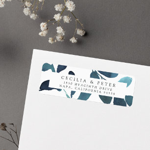 Pressed Botanical Return Address Label Ultramarine