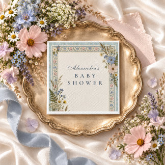 Pressed Flower Baby Shower Serviette