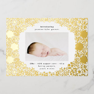 Pressed Gold Foil Florals Baby Birth Ankündigung