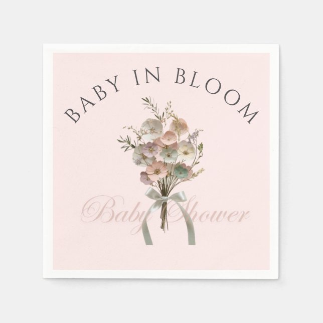 Pressed Wildblume Baby in Bloom Boho Babydusche Serviette (Vorderseite)