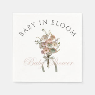 Pressed Wildblume Baby in Bloom Boho Babydusche Serviette