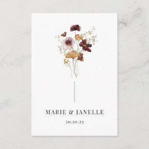 Pressed Wildblume Wedding Menu Choices Card Begleitkarte