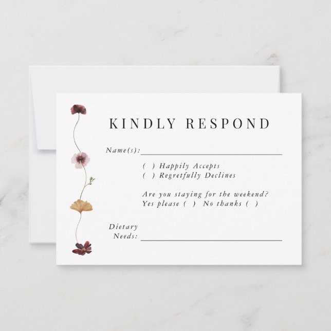 Pressed Wildblume Wedding RSVP Card (Rückseite)