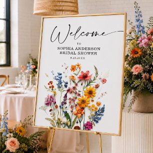 Pressed Wildblumen Brautparty Poster-Zeichen Poster