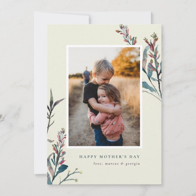 Pressed Wildblumen Muttertagskarte Einladung (Vorderseite)