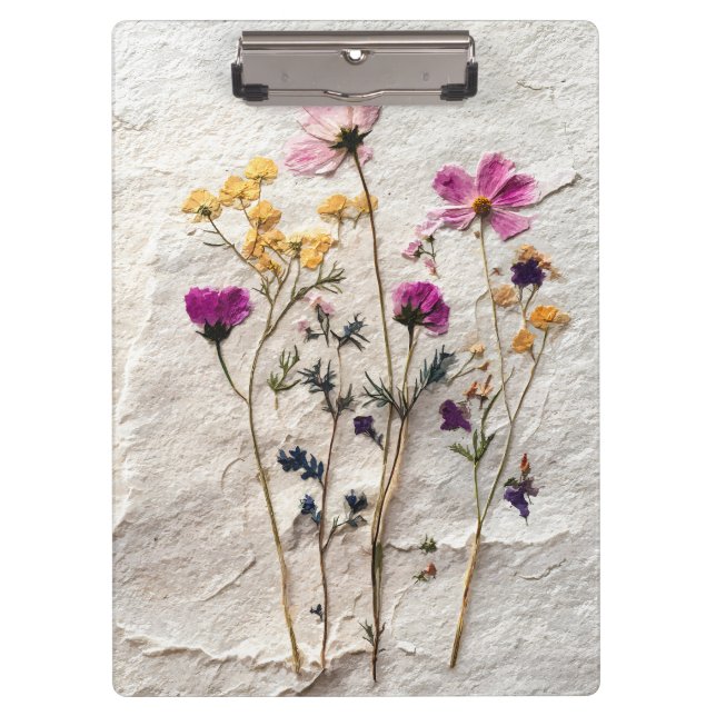 Pressed Wildflower Botanical Art Clipboard Klemmbrett (Vorderseite)