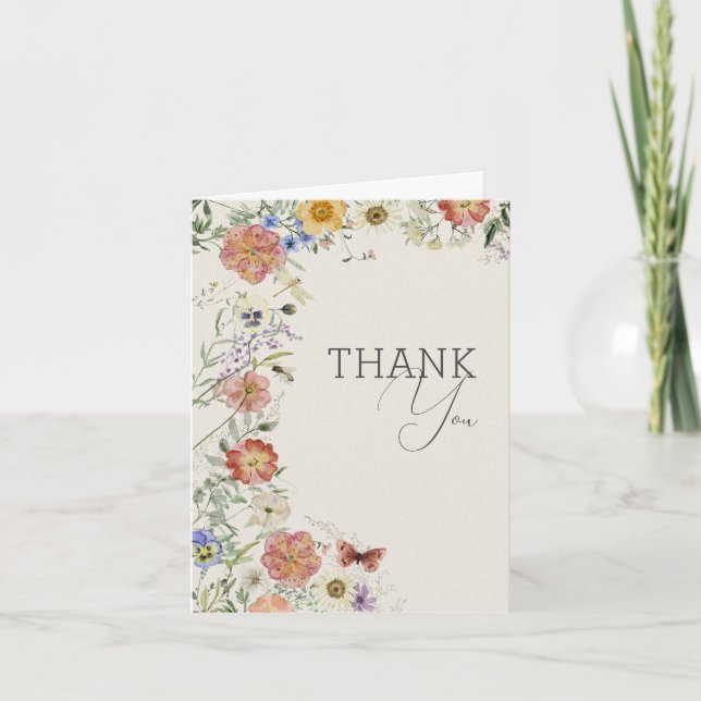 Pressed Wildflower Bridal Shower Thank You Card Dankeskarte (Vorderseite)