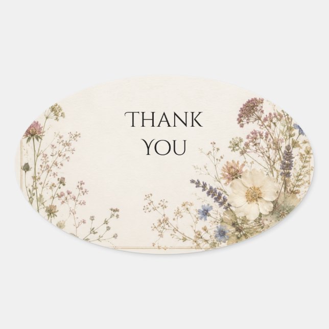 Pressed Wildflower Wiese Hochzeit Aufkleber (Vorderseite)