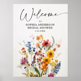 Pressed Wildflowers Brautparty-Poster-Schild Poster
