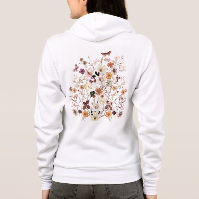 Pressen von Blume, Wildblumen, kundenspezifisch, C Hoodie (Rückseite)