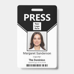 Pressepass-Logo-Foto und Barcode-ID-Ausweis Ausweis