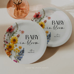 Pressierte Blume Wildblume Boho Baby Dusche Pappteller
