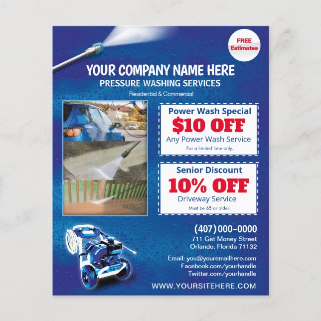 Pressure Power Washing  Flyer Template (Vorne)
