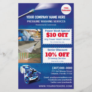 Pressure Power Washing Half Page Template Flyer