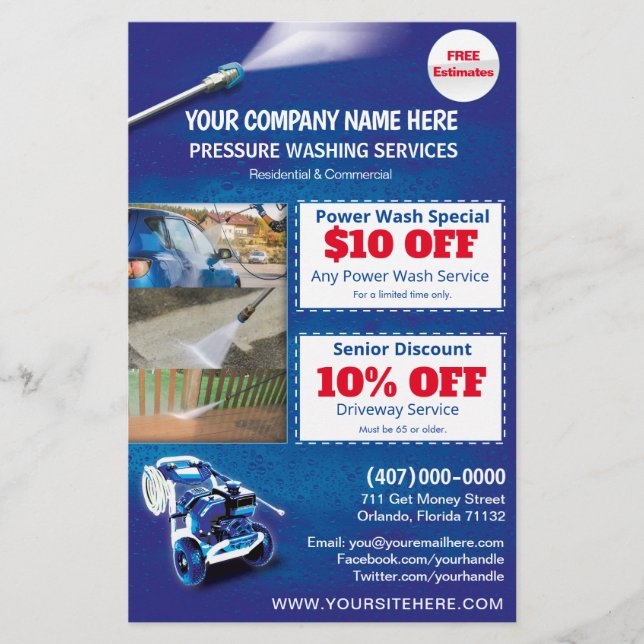 Pressure Power Washing  Half Page Template Flyer (Vorne)
