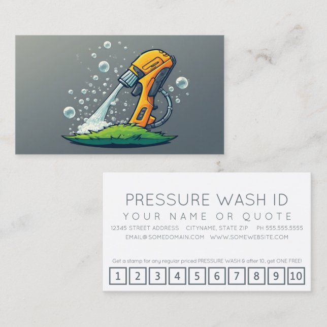 PRESSURE WASHER customer loyalty punch card Treuekarte (Vorne/Hinten)
