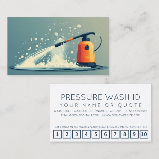 PRESSURE WASHER customer loyalty punch card Treuekarte (Vorne/Hinten)