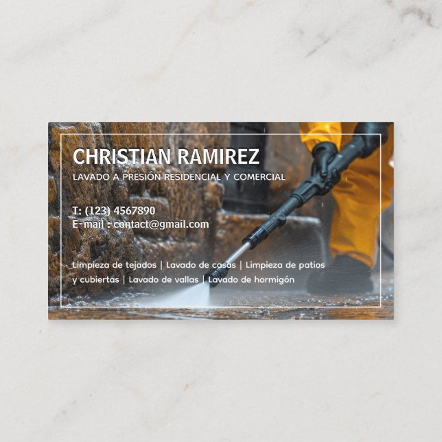 Pressure Washing Bilingual Spanish Business Card Visitenkarte (Rückseite)