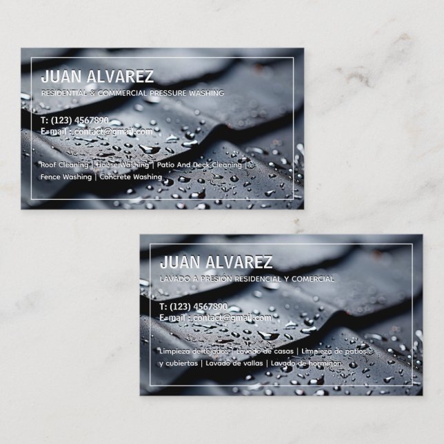 Pressure Washing Bilingual Spanish Business Card Visitenkarte (Vorne/Hinten)