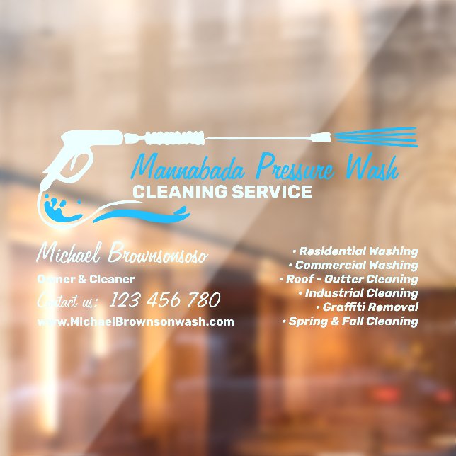 Pressure Washing Power Cleaning Blue Script Fensteraufkleber (Blatt 2)