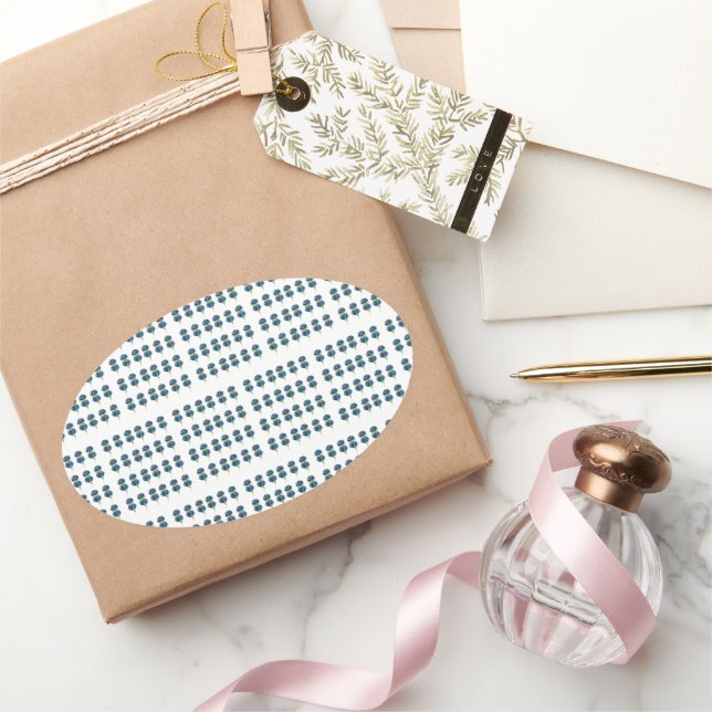 Prestige Blume, Boho-Wildblumen-Kernnetz Ovaler Aufkleber (Schenken)
