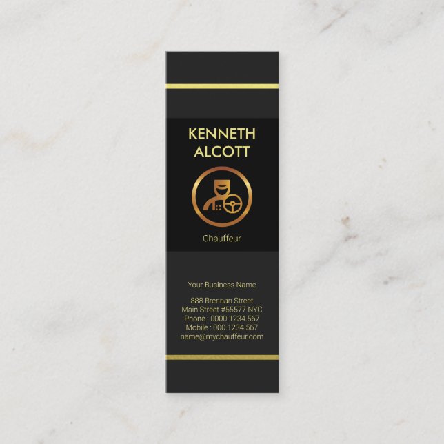 Prestige Gold Lines Moderner Chauffeur Mini Visitenkarte (Vorderseite)