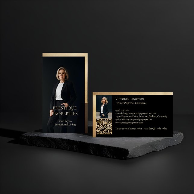Prestige Luxury Realtor Law Firm Gold & Black Luxe Visitenkarte (Prestige Luxury Realtor Law Firm Gold & Black Luxe Business Card)