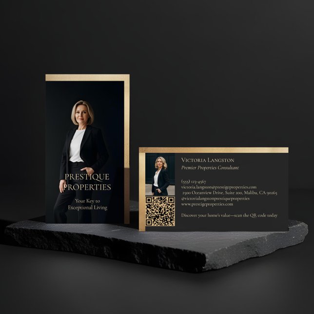 Prestige Luxury Realtor Law Firm Gold & Black Luxe Visitenkarte (Prestige Luxury Realtor Law Firm Gold & Black Luxe Business Card)