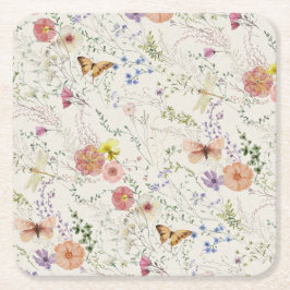 Prestige Wildblume Blumenkohl Brautparty Rechteckiger Pappuntersetzer