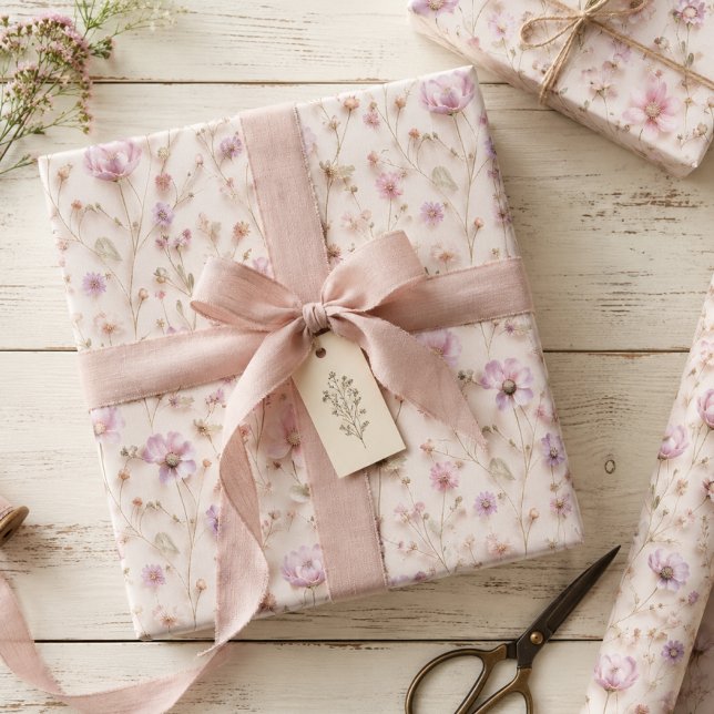 Prestige Wildblumen in Pastellrosa mit 3D-Effekt Geschenkpapier Set (Von Creator hochgeladen)
