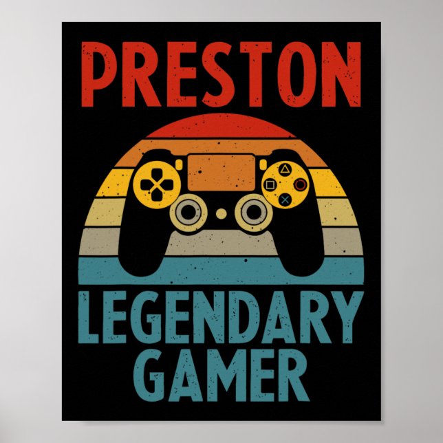 Preston Gift Name Personalized Funny Gaming Geek B Poster (Vorne)