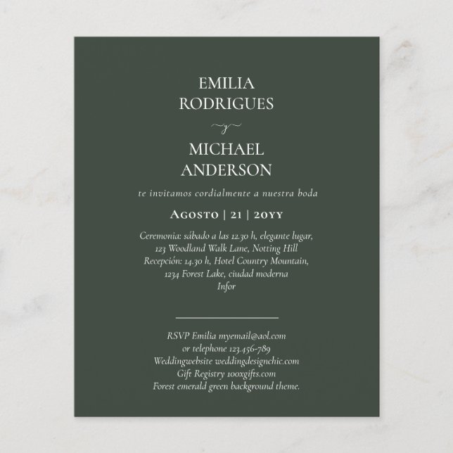 PRESUPUESTO Boda en Español Bilingüe Inglés Flyer (Vorne)