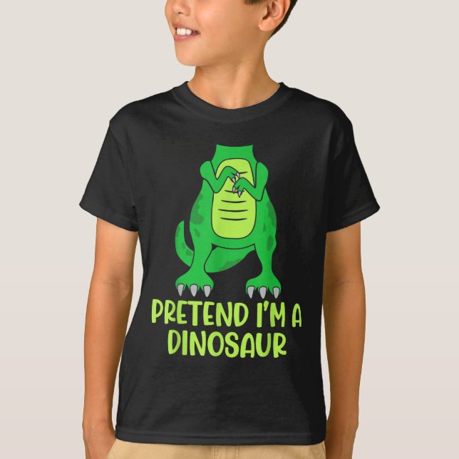 Pretend I’m A Dinosaur Costume Lazy Halloween  T-Shirt (Vorderseite)