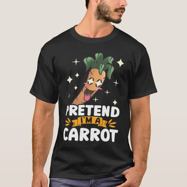 Pretend Im A Carrot Face Funny Vegan Vegetable Far T-Shirt (Vorderseite)