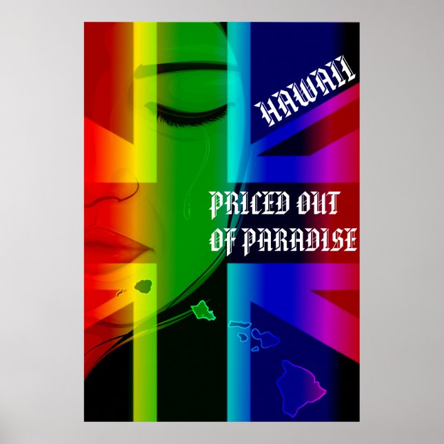 PRETIERT AUS PARADISE KRYING WAHINE HIFlagInseln Poster (Vorne)