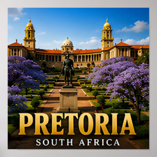 Pretoria Union Buildings und Jacaranda-Blüten Poster