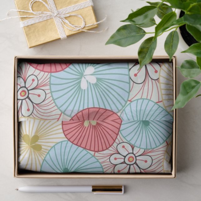 Pretty Abract Colorful Busy Floral Pattern Seidenpapier (Geschenk)