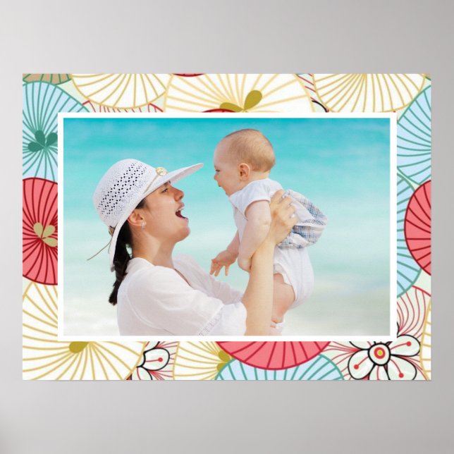 Pretty Abstract Colorful Busy Floral Custom Photo Poster (Vorne)