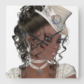 Pretty African American Woman Quadratische Wanduhr
