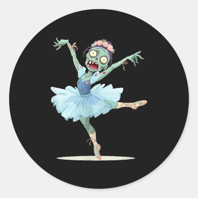 Pretty Ballerina Zombie Costume  Runder Aufkleber (Vorderseite)