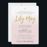 PRETTY Bat Mitzvah pale pink gold elegant script Einladung<br><div class="desc">by kat massard >>> WWW.SIMPLYSWEETPAPERIE.COM <<< An elegant, simple design for your Daughter's Bat Mitzvah Love the design, but would like to see some changes - another color scheme, product, add a photo or adapted for a different occasion - no worries simply contact me, kat@simplysweetPAPERIE.com - I am happy to...</div>