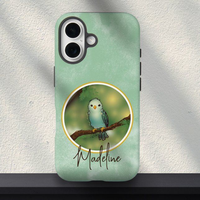 Pretty Blue Cute Bird Painting Custom Name  Case-Mate iPhone Hülle (Von Creator hochgeladen)