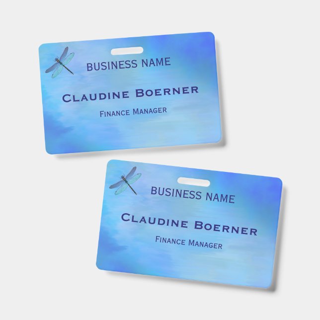 Pretty Blue Dragonfly Business Artist Crafter  Ausweis (Vorder- & Rückseite)