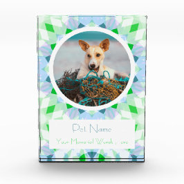 Pretty Blue Green Pet Cat Dog Memorial Keepsake Fotoblock