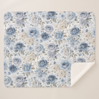 Pretty Blue Rose Floral Watercolor Sherpadecke