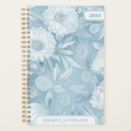 Pretty Blue Watercolor Floral Personalized Logo Planer