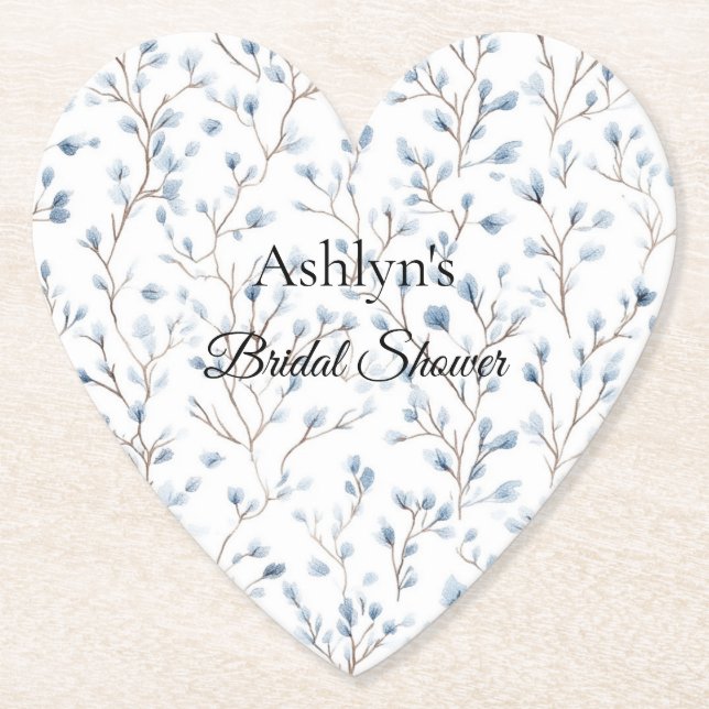 Pretty Blue White Flowers Bridal Shower  Untersetzer (Vorderseite)